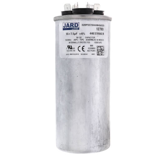 440 V, 55/7.5 MFD Dual Run Capacitor