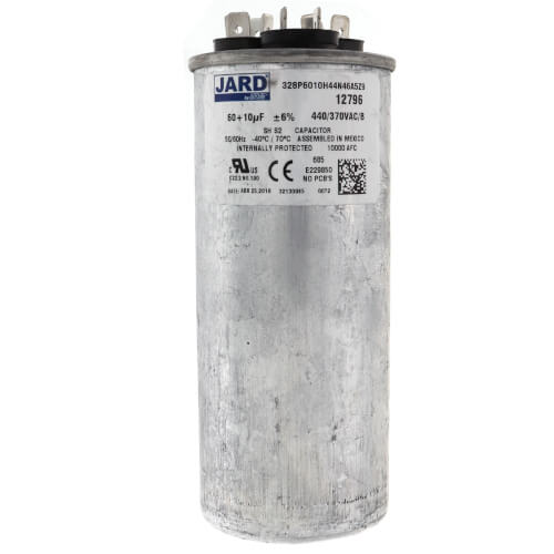 440 V, 60/10 MFD Dual Run Capacitor