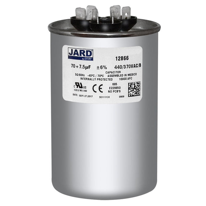 440 V, 70/7.5 MFD Dual Run Capacitor