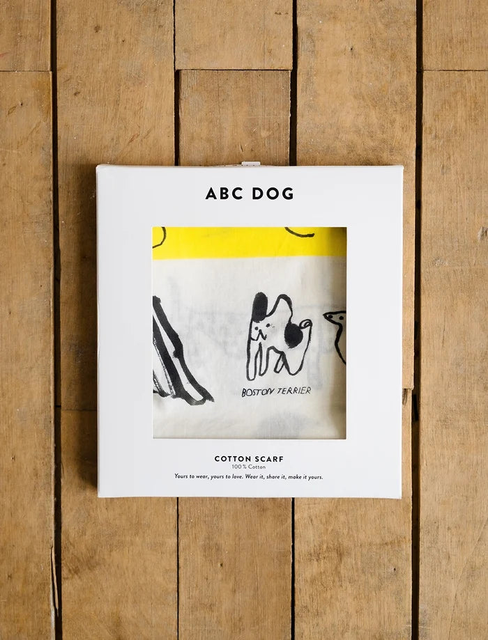 ABC DOGS SCARF, WHITE/YELLOW