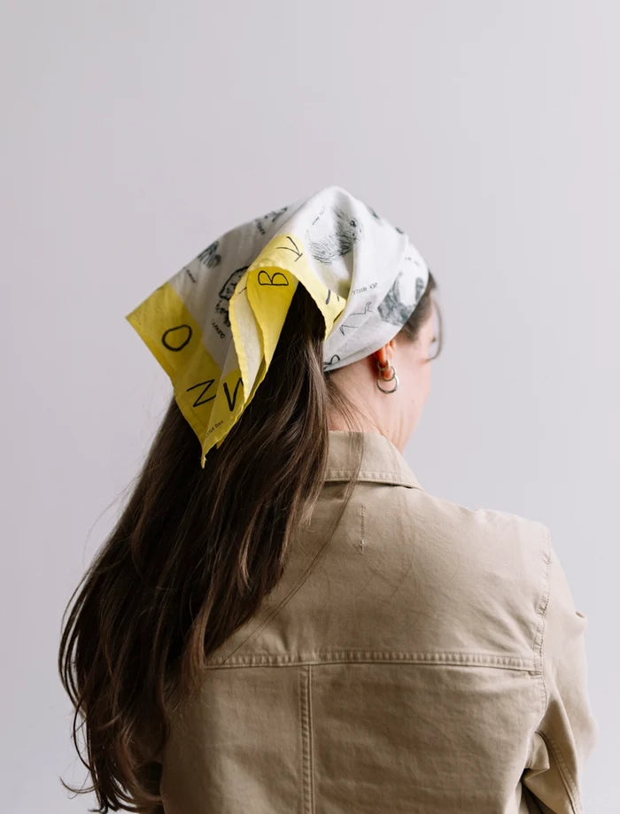ABC DOGS SCARF, WHITE/YELLOW