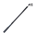Fixed 34-inch Asgard Brakeless Box Handle with black handle, rubber grip, and stainless steel head, side view