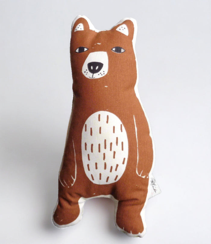 Brown Bear Cushion – Handmade Cotton Canvas Kids Pillow