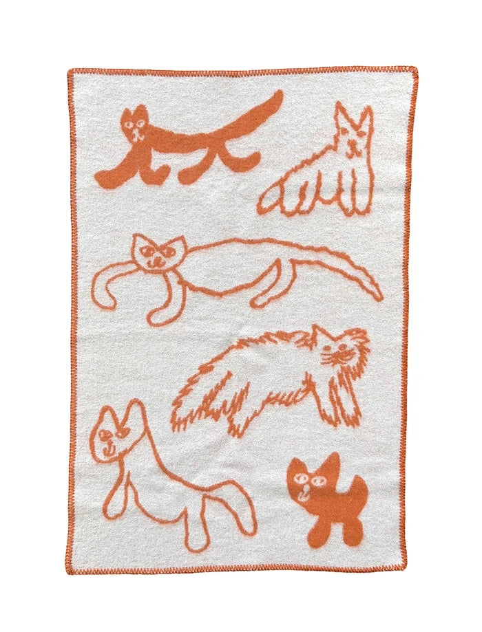 CATS WOOL CHILD BLANKET, ORANGE