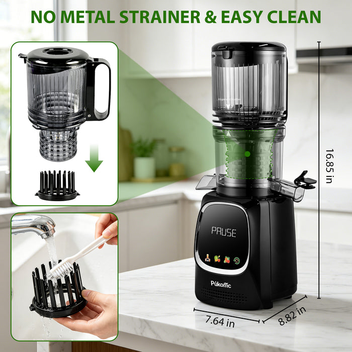 Cold Press Juicer Slow Masticating for Orange Fruits Vegetables, 5.3 inch feed chute 802S