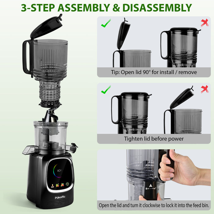 Cold Press Juicer Slow Masticating for Orange Fruits Vegetables, 5.3 inch feed chute 802S