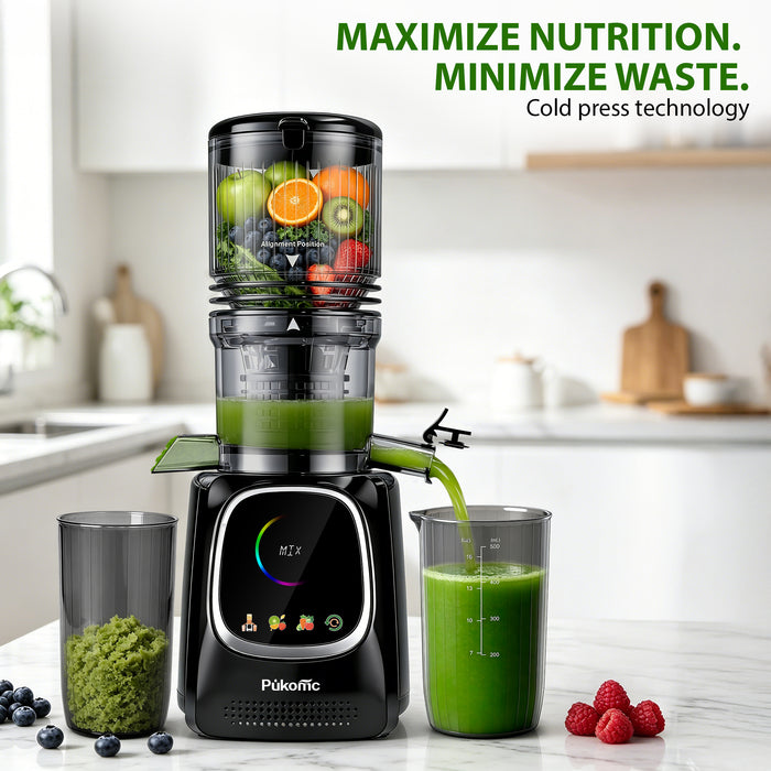 Cold Press Juicer Slow Masticating for Orange Fruits Vegetables, 5.3 inch feed chute 802S