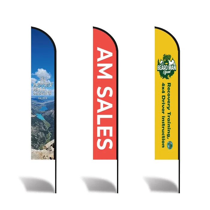Custom Feather Blade Teardrop Rectangle Flag Full Set 8FT, 10FT, 12FT