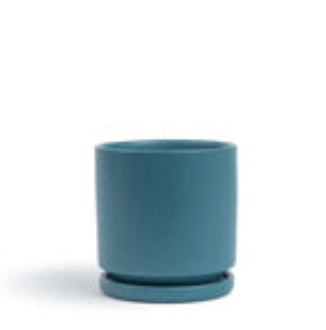 Cylinder Pot w Saucer - Antique Teal