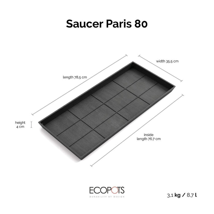 Ecopots Saucer Paris 80 Dark Grey