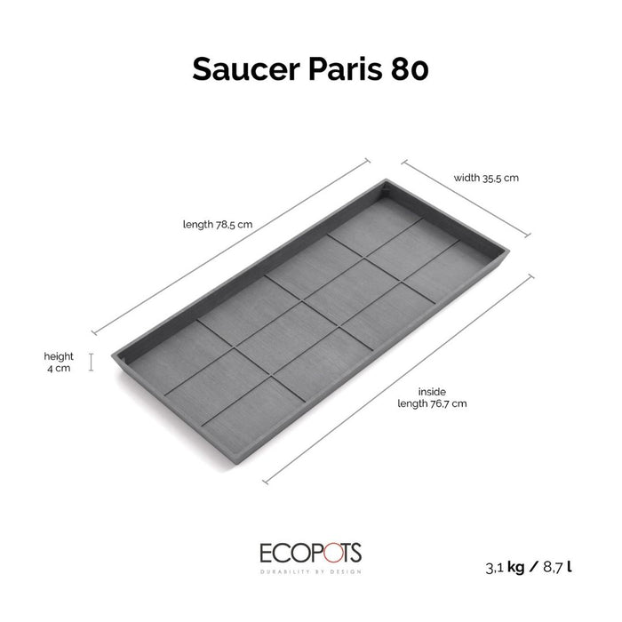 Ecopots Saucer Paris 80 Grey