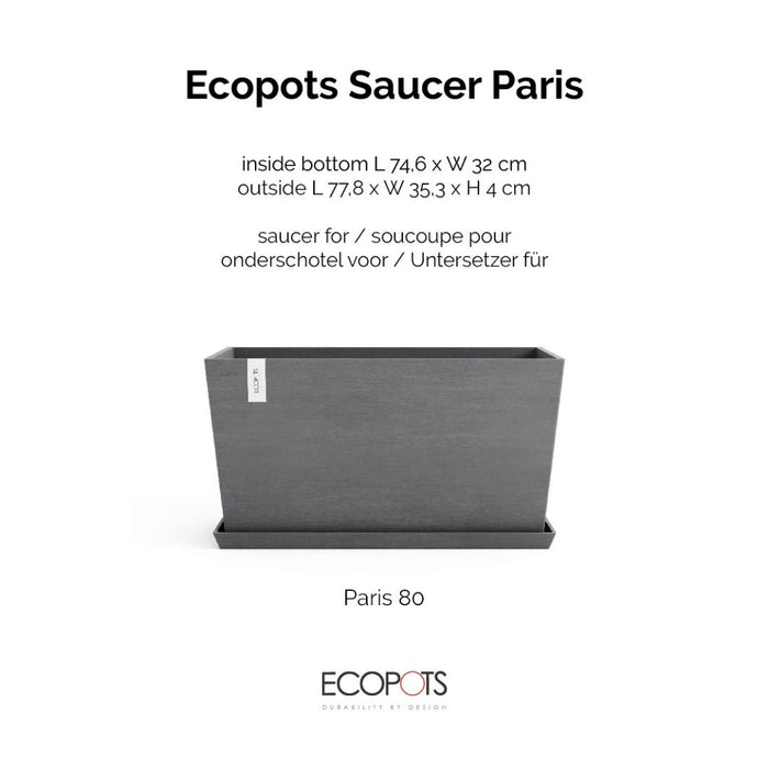Ecopots Saucer Paris 80 Grey