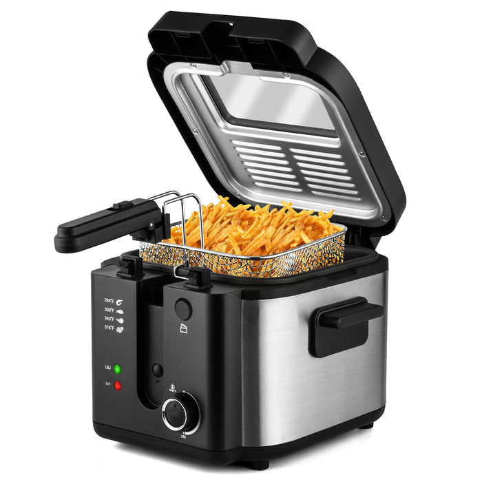 Electric Deep Fryer Adjustable Temp Compact for Small Kitchen 2.5L/1.5L/3L/6L