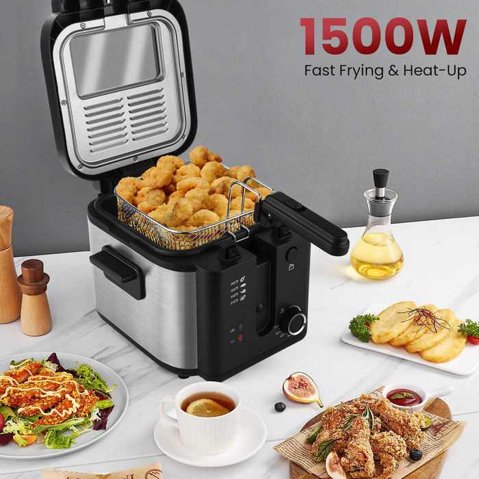 Electric Deep Fryer Adjustable Temp Compact for Small Kitchen 2.5L/1.5L/3L/6L