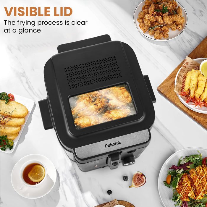 Electric Deep Fryer Adjustable Temp Compact for Small Kitchen 2.5L/1.5L/3L/6L
