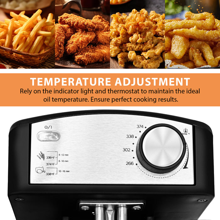Electric Deep Fryer for Family 6L Dual Basket, Independent Temp Control 130DL