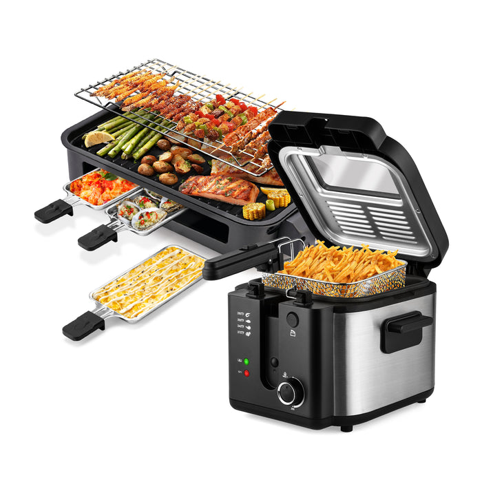 Electric Grill and Deep Fryer Indoor Cooking Bundle for Home 321 + MM25CY