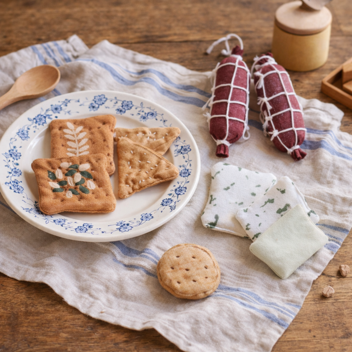 Fabric Play Food – Pumpkin & Sunflower Seed Crackers (3 pcs)