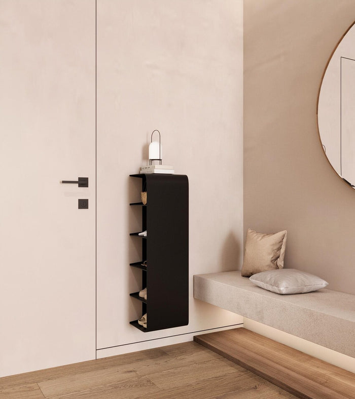 Floating Wall Mounted Shoe Rack – Powder-Coated Steel Minimalist Organizer