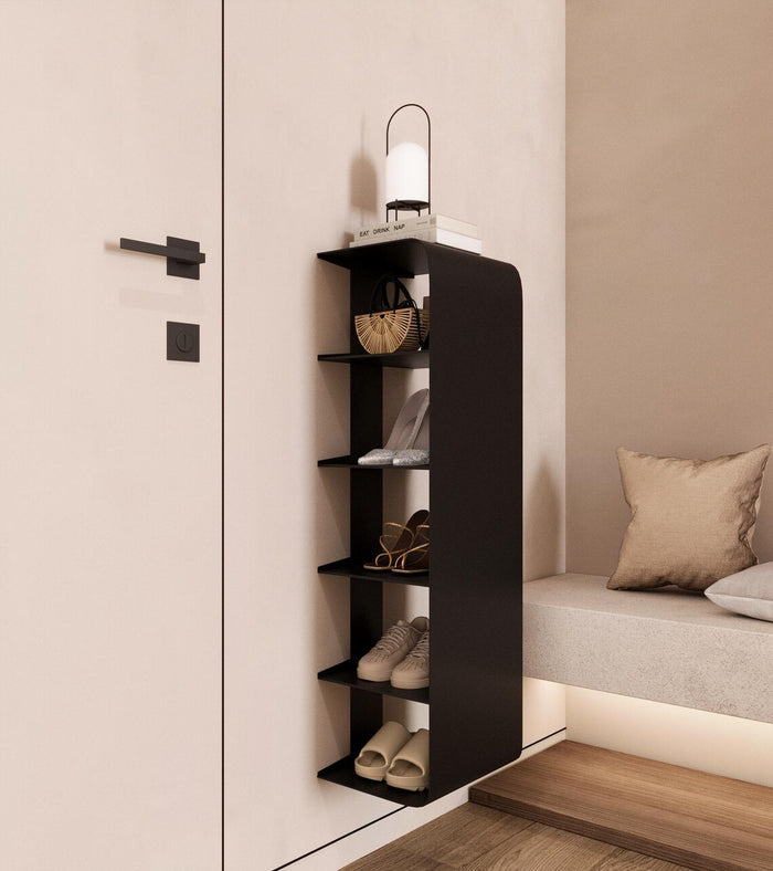 Floating Wall Mounted Shoe Rack – Powder-Coated Steel Minimalist Organizer