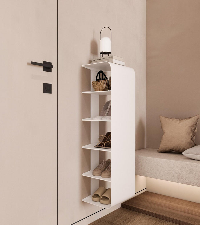 Floating Wall Mounted Shoe Rack – Powder-Coated Steel Minimalist Organizer