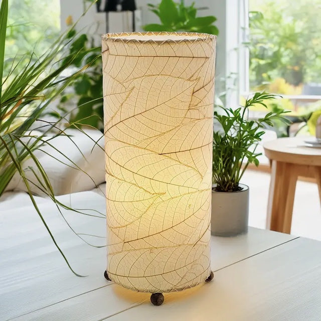 Handmade Indoor Table Lamp - Cocoa Leaf - Natural
