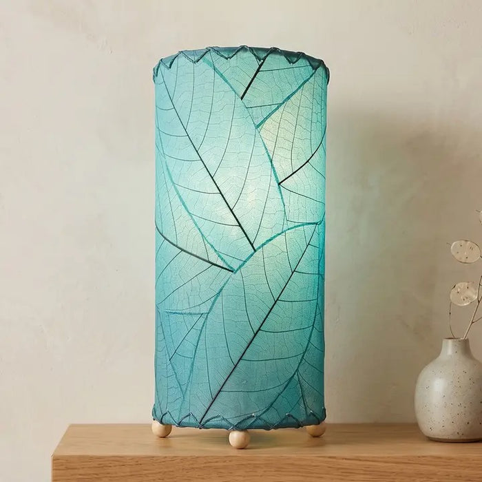 Handmade Indoor Table Lamp - Cocoa Leaf - Sea Blue