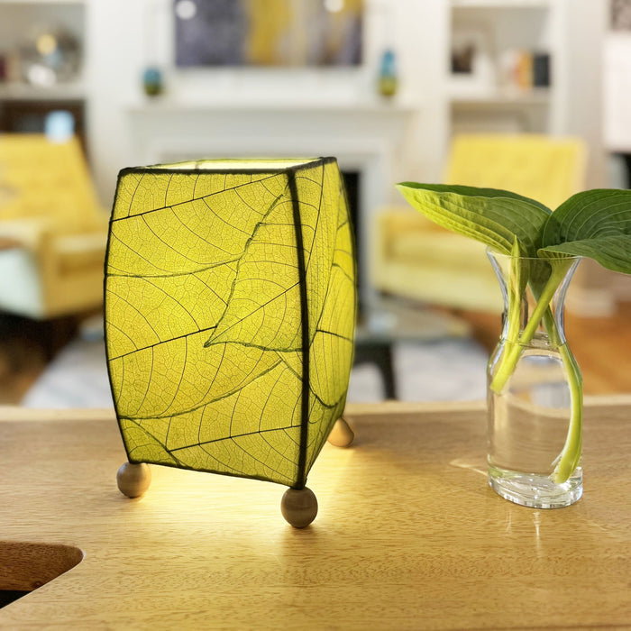 Handmade Indoor Table Lamp - Mini Square - Cocoa Leaf