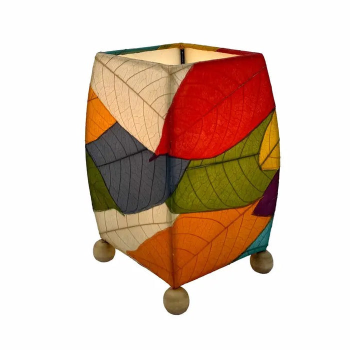 Handmade Indoor Table Lamp - Mini Square - Cocoa Leaf
