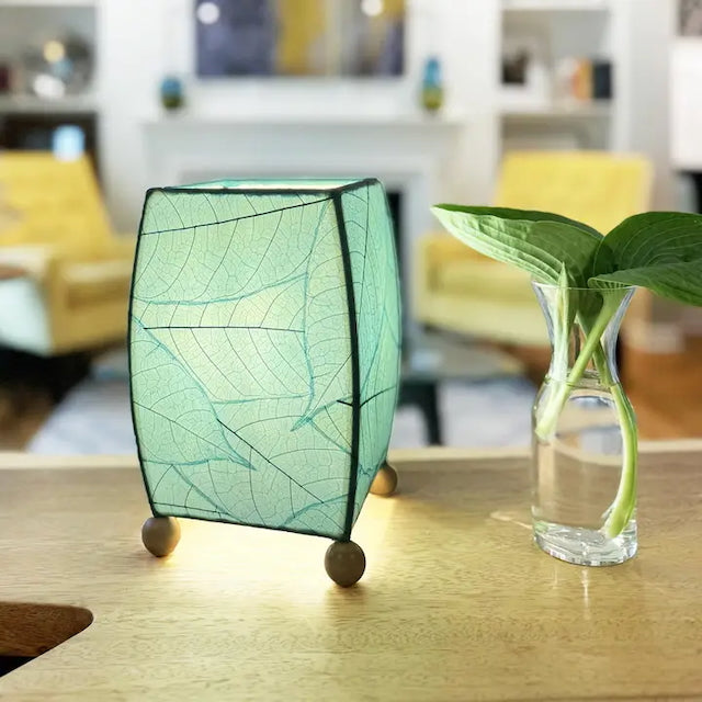 Handmade Indoor Table Lamp - Mini Square - Cocoa Leaf