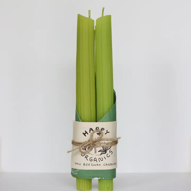 Happy Organics Beeswax Candles - Celery Pair
