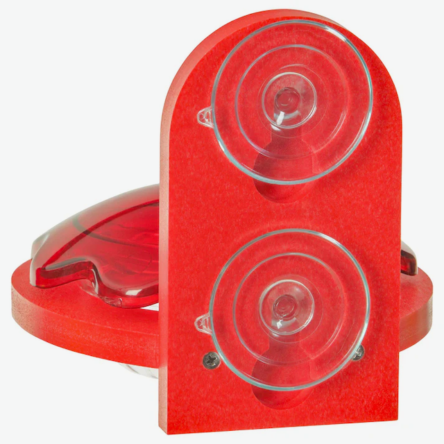 Hummingbird Feeder - Window Mount in Recycled Red Plastic