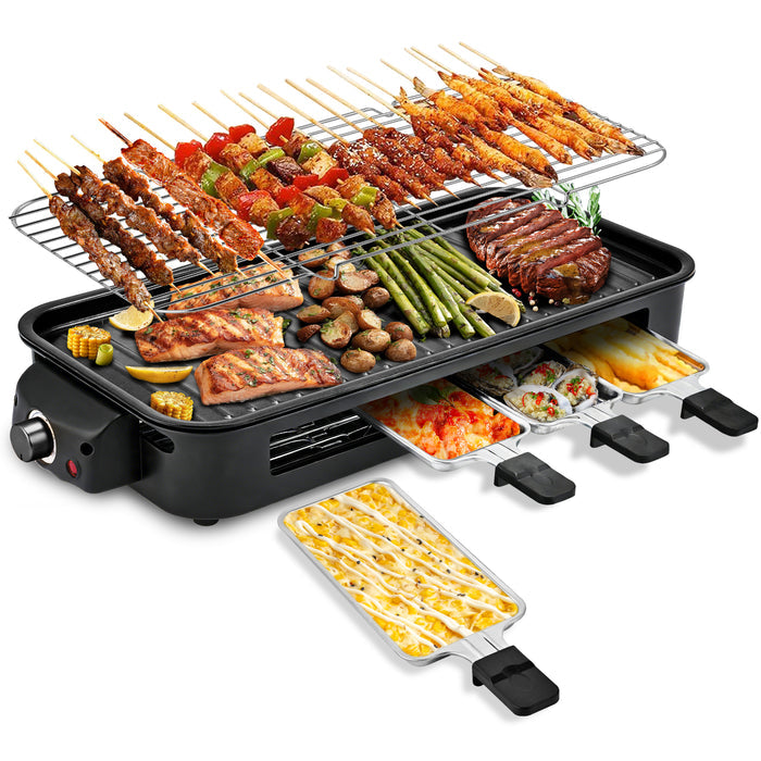 Indoor Electric Grill Smokeless Non-Stick Griddle with Raclette Pans DKS-320/ 321