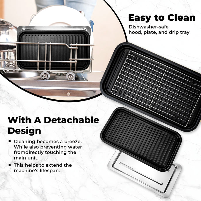 Indoor Electric Grill Smokeless Non-Stick Griddle with Raclette Pans DKS-320/ 321