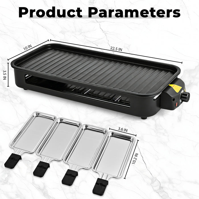 Indoor Electric Grill Smokeless Non-Stick Griddle with Raclette Pans DKS-320/ 321