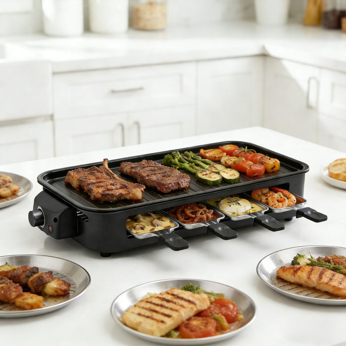 Indoor Electric Grill Smokeless Non-Stick Griddle with Raclette Pans DKS-320/ 321