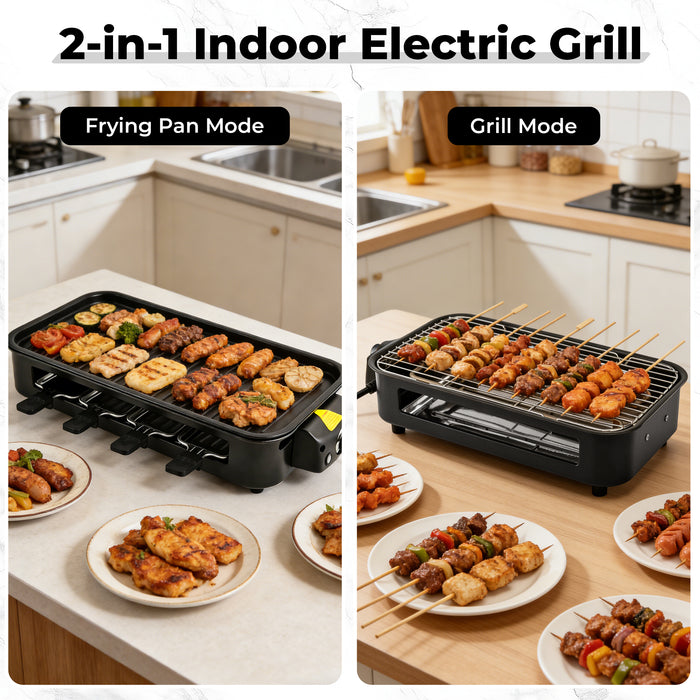 Indoor Electric Grill Smokeless Non-Stick Griddle with Raclette Pans DKS-320/ 321