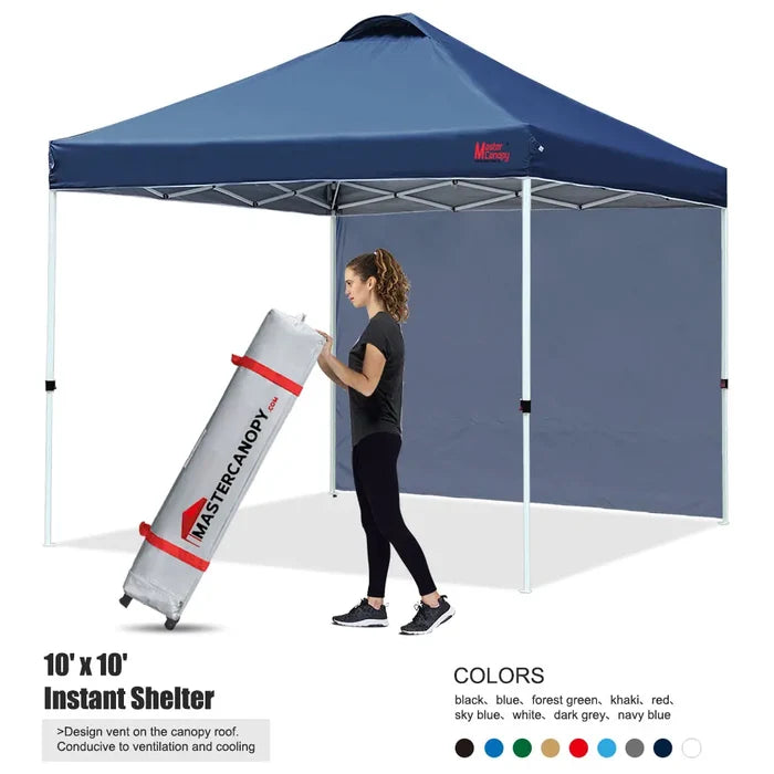 Leisure Sports Durable Ez Pop-Up Canopy Tent with One Sidewall - 8x8, 10x10, 12x12