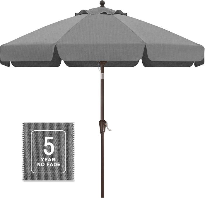 MASTERCANOPY 9FT Olefin Valance Patio Umbrella 5-Year-Non-Fading 8 Fiberglass Ribs