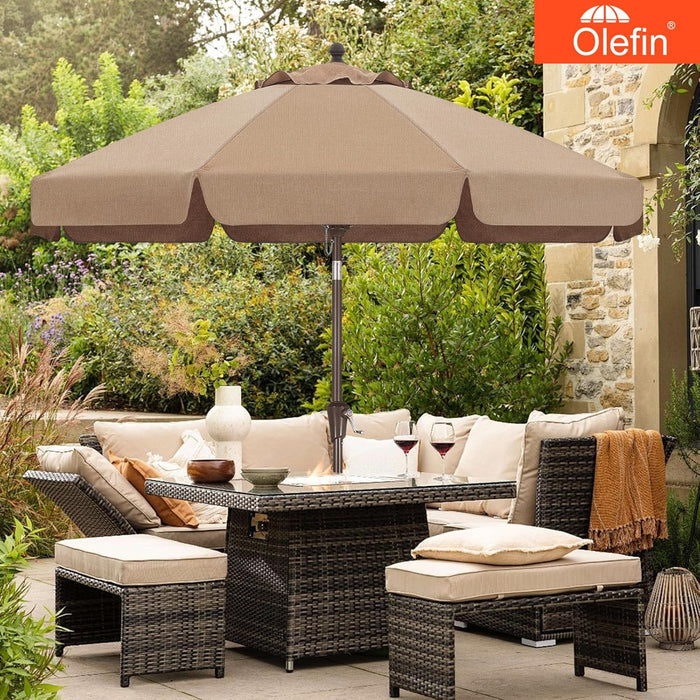 MASTERCANOPY 9FT Olefin Valance Patio Umbrella 5-Year-Non-Fading 8 Fiberglass Ribs