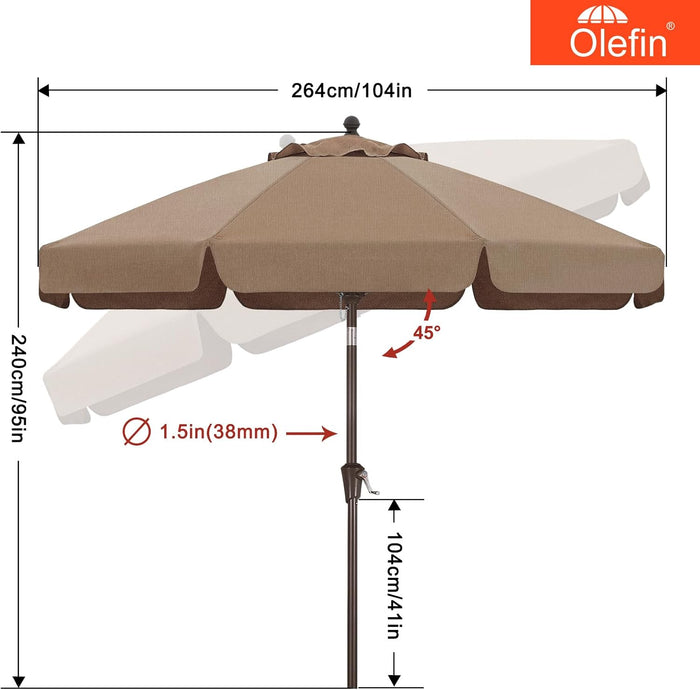 MASTERCANOPY 9FT Olefin Valance Patio Umbrella 5-Year-Non-Fading 8 Fiberglass Ribs