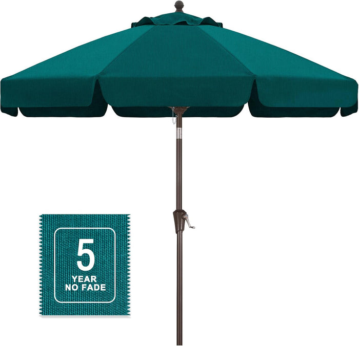 MASTERCANOPY 9FT Olefin Valance Patio Umbrella 5-Year-Non-Fading 8 Fiberglass Ribs