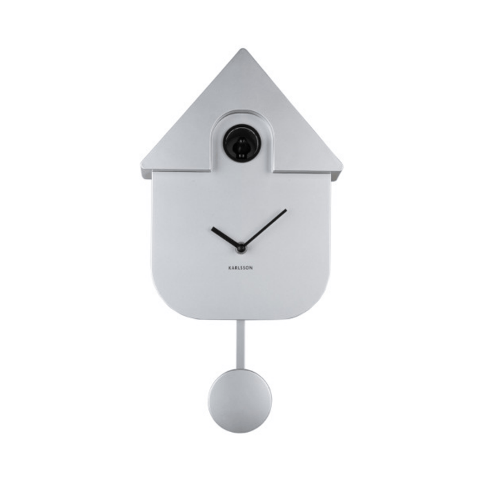 Modern Cuckoo Wall Clock Metallic Silver