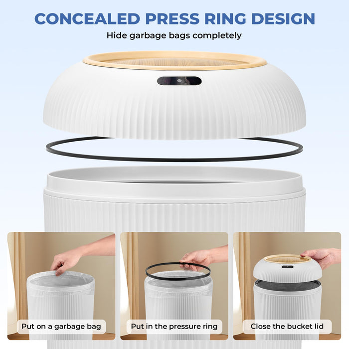 Motion Sensor Trash Can 10L for Bathroom, Touchless with Automatic Quiet Closing TG6110