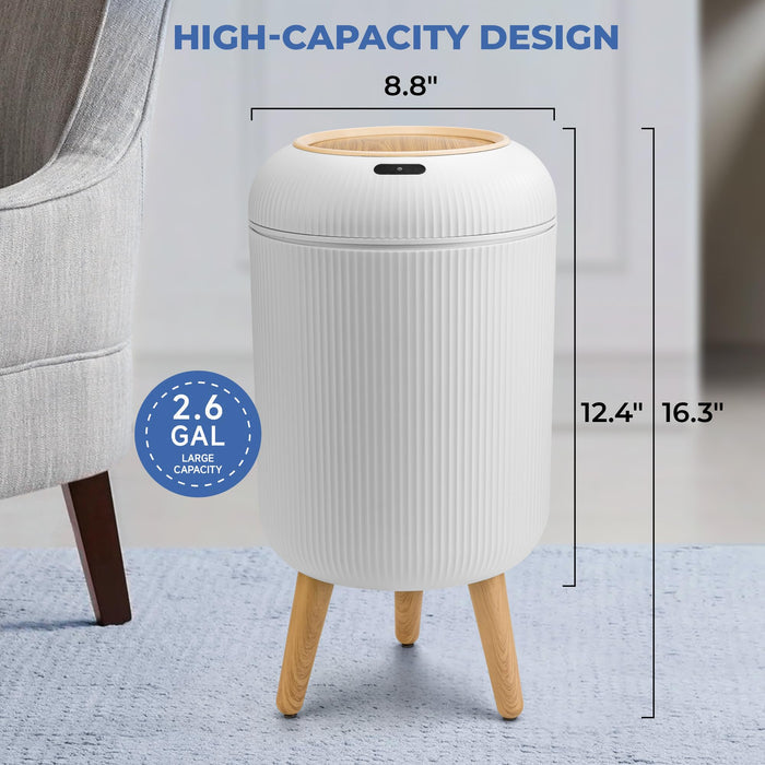 Motion Sensor Trash Can 10L for Bathroom, Touchless with Automatic Quiet Closing TG6110