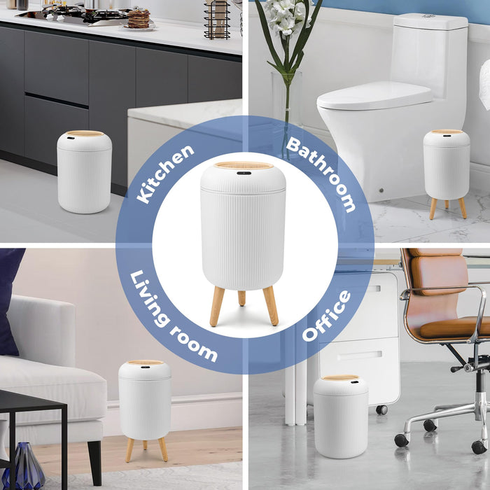 Motion Sensor Trash Can 10L for Bathroom, Touchless with Automatic Quiet Closing TG6110