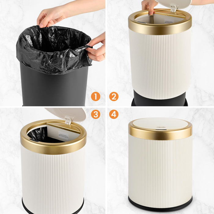 Motion Sensor Trash Can 13L for Bathroom, Touchless with Wooden Legs TG6130
