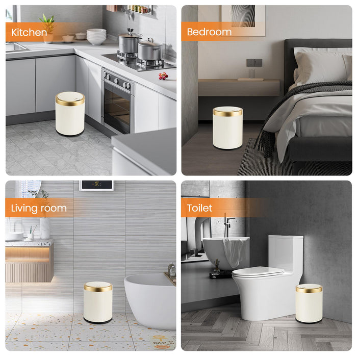 Motion Sensor Trash Can 13L for Bathroom, Touchless with Wooden Legs TG6130