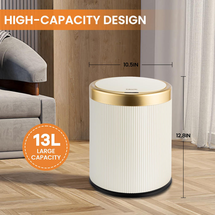 Motion Sensor Trash Can 13L for Bathroom, Touchless with Wooden Legs TG6130