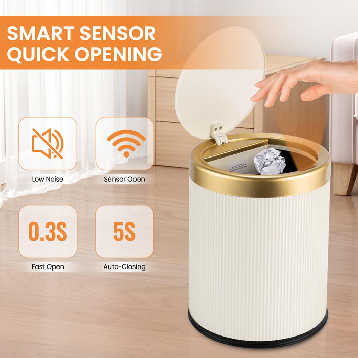 Motion Sensor Trash Can 13L for Bathroom, Touchless with Wooden Legs TG6130